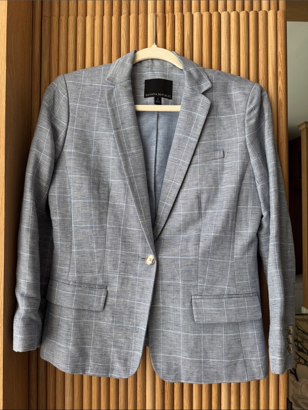 Banana Republic Light Gray Windowpane Blazer